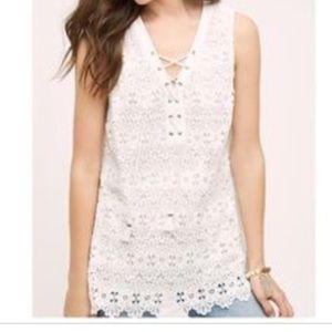 Lace up lace tank